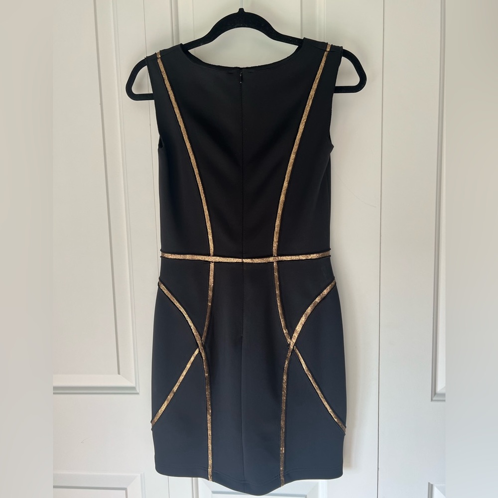 Black and gold Tadashi Shoji dress